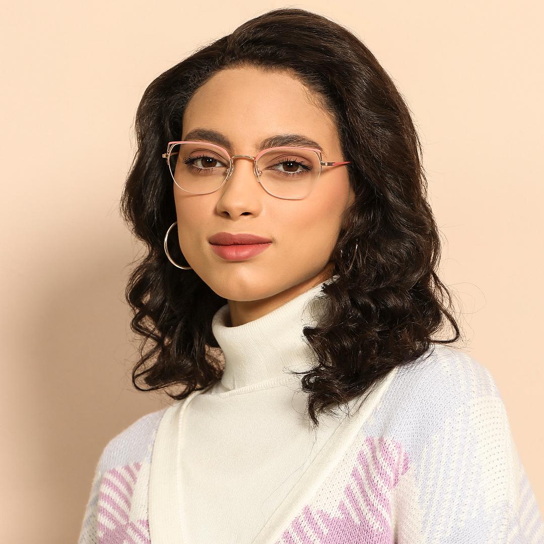 Vincent Chase Online Gold Half Rim Cat Eye right side