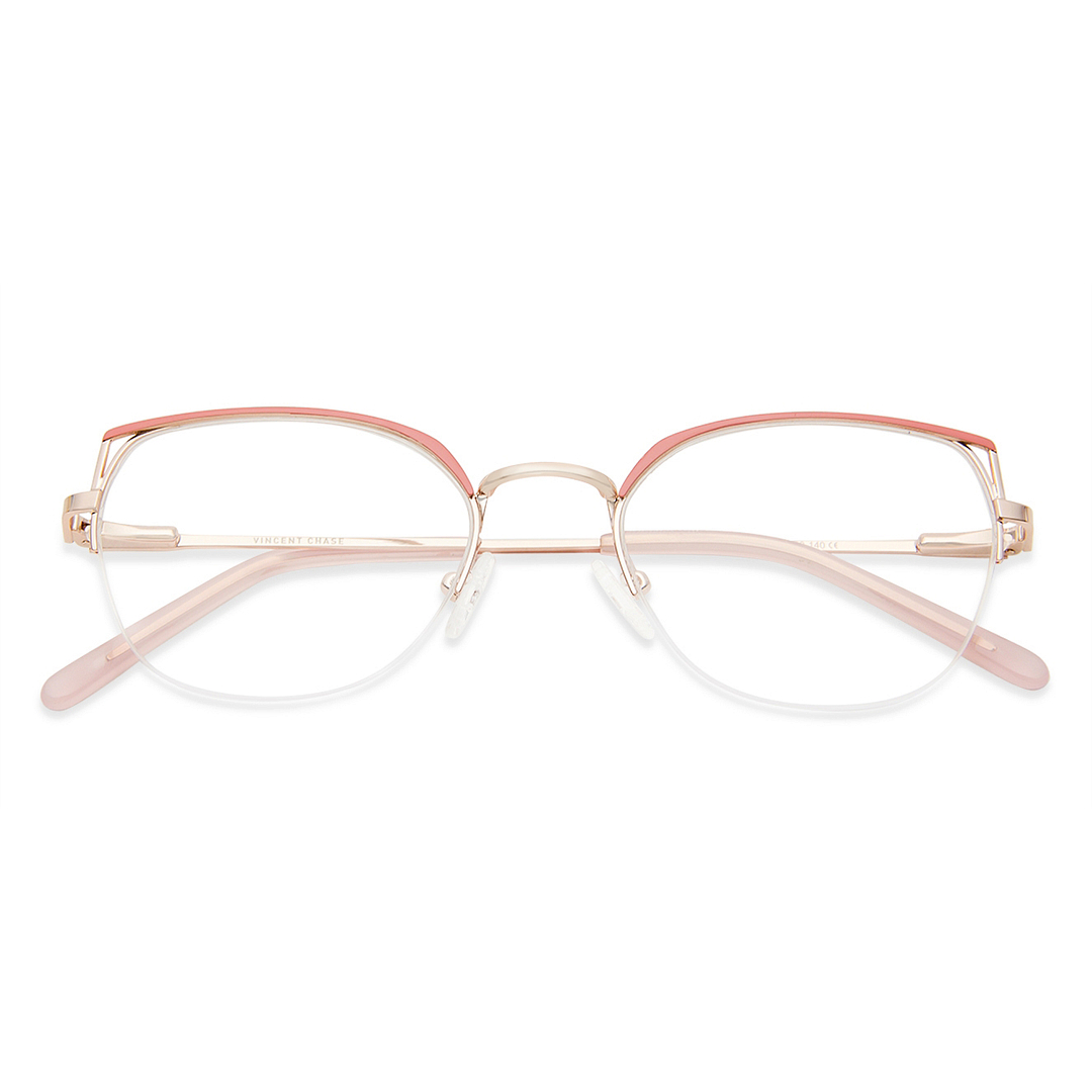 Vincent Chase Online Gold Half Rim Cat Eye left side
