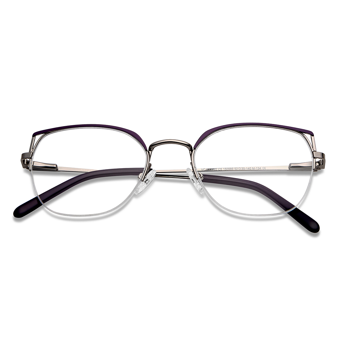 Vincent Chase Online Silver Half Rim Cat Eye left side