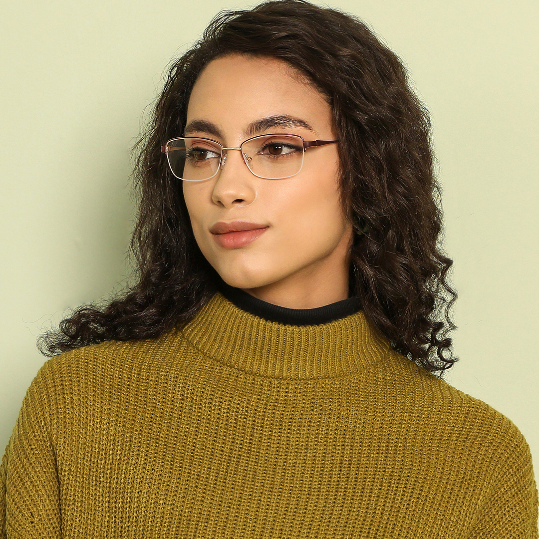 Vincent Chase Gold Half Rim Cat Eye left side