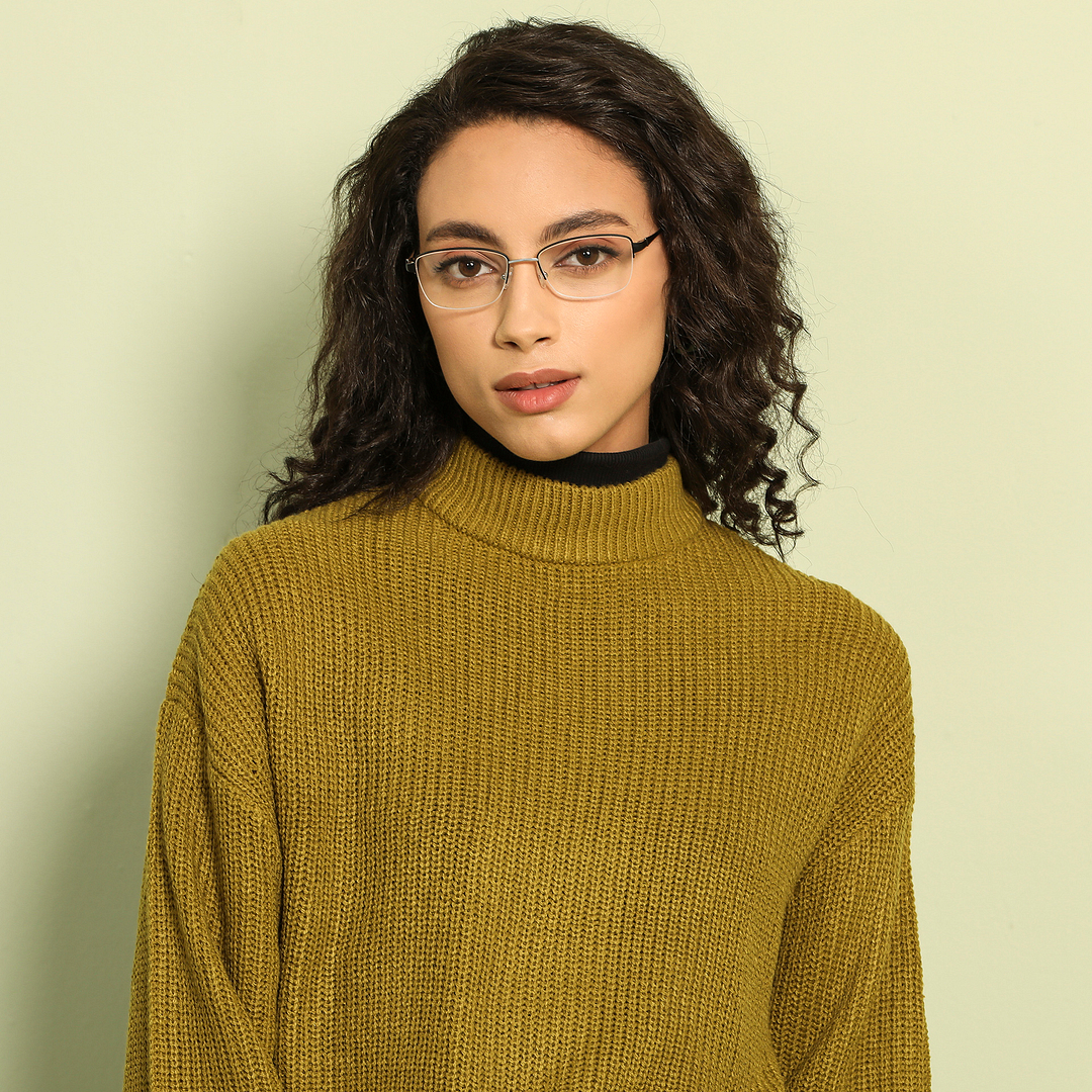 Vincent Chase Silver Half Rim Cat Eye left side