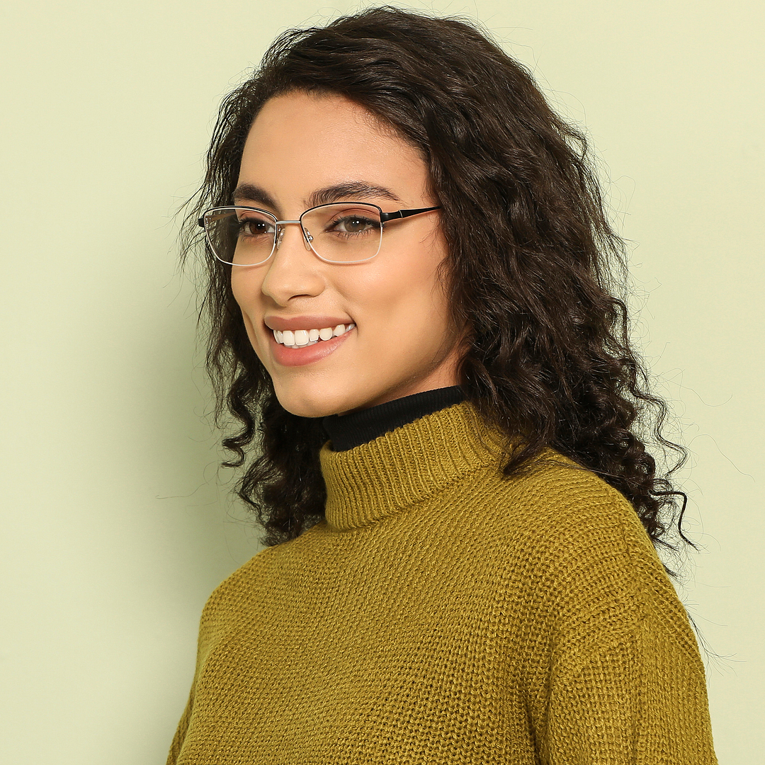 Vincent Chase Silver Half Rim Cat Eye right side