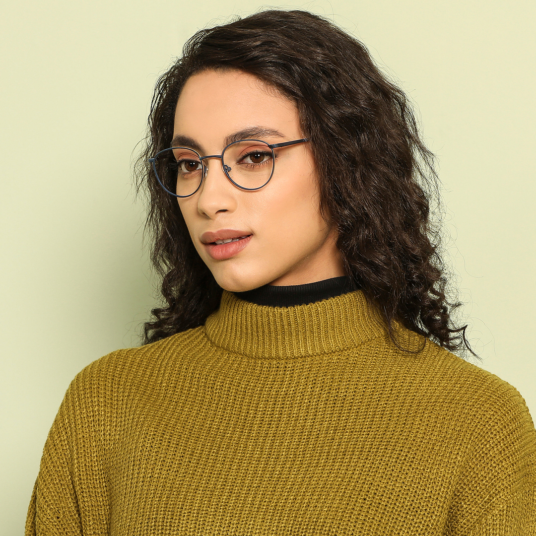 Vincent Chase Sky Blue Full Rim Round left side