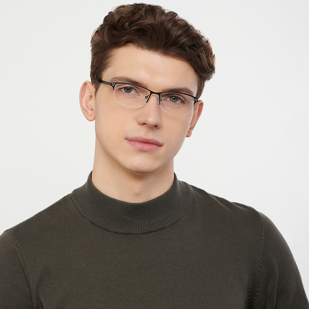 Vincent Chase Black Half Rim Rectangle left side