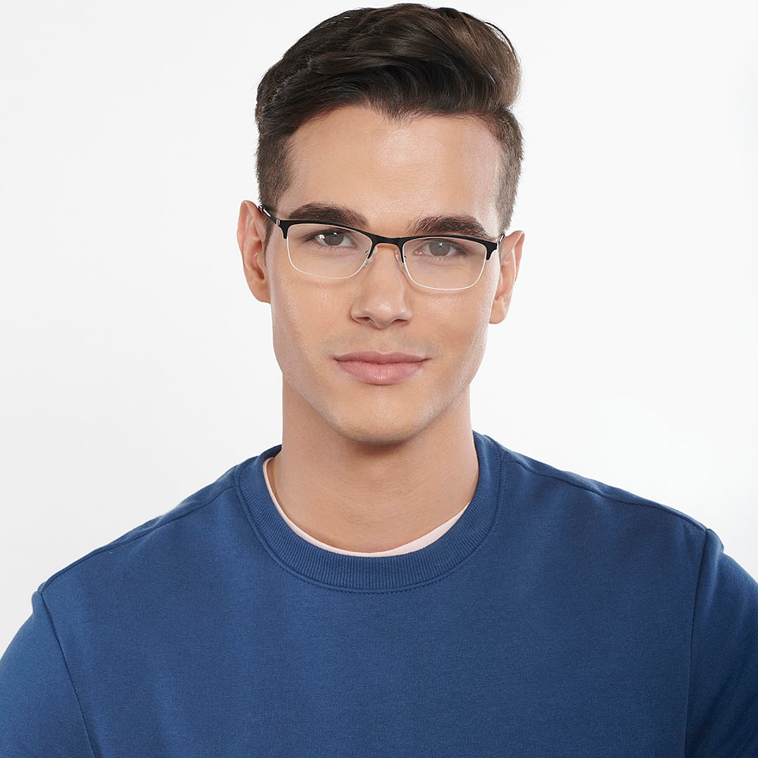 Vincent Chase Black Half Rim Rectangle left side