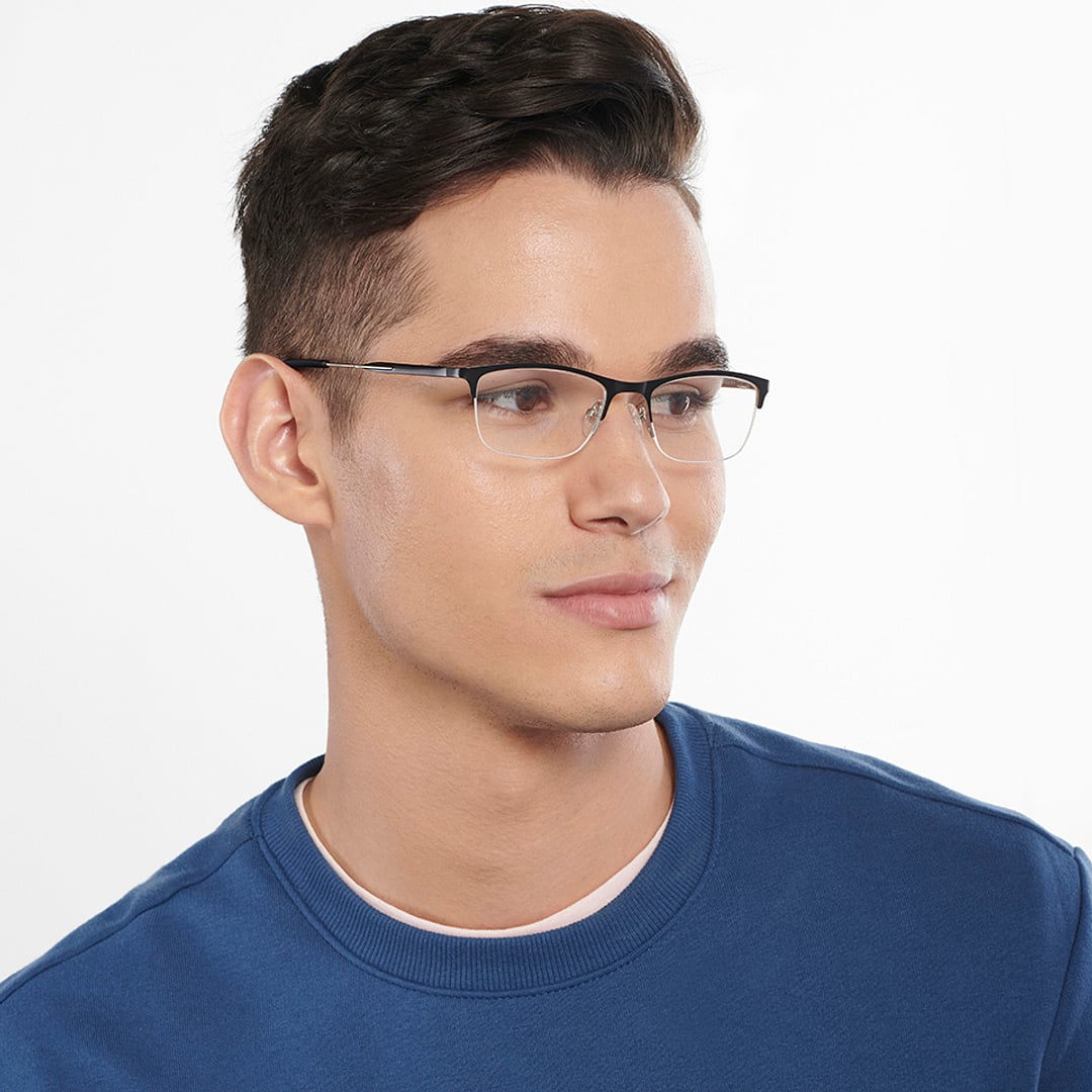 Vincent Chase Black Half Rim Rectangle right side