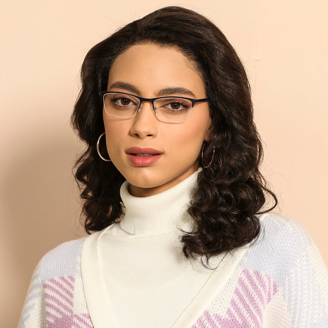 Vincent Chase Sky Blue Half Rim Rectangle right side