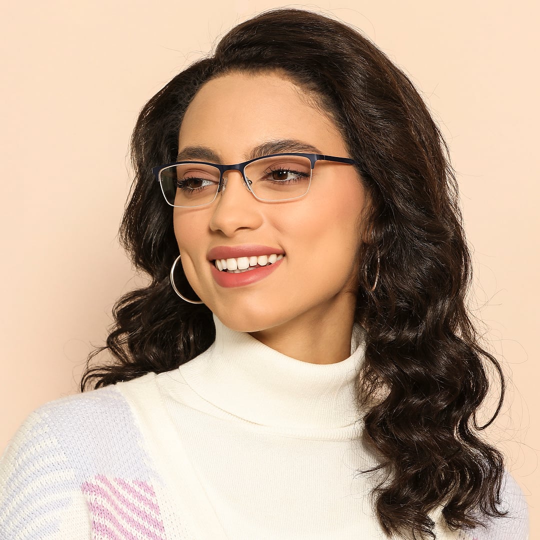 Vincent Chase Sky Blue Half Rim Rectangle left side