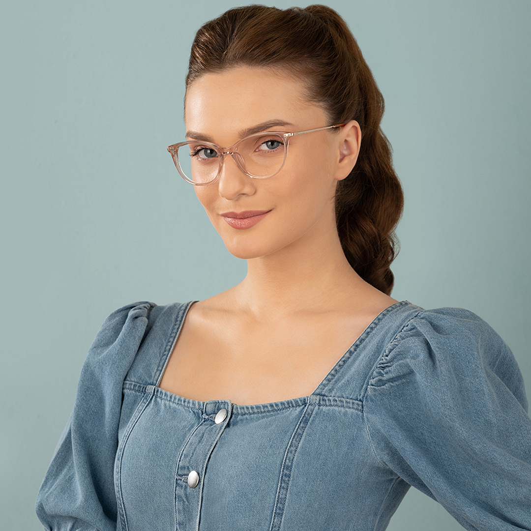 Vincent Chase Online Pink Transparent Full Rim Cat Eye left side