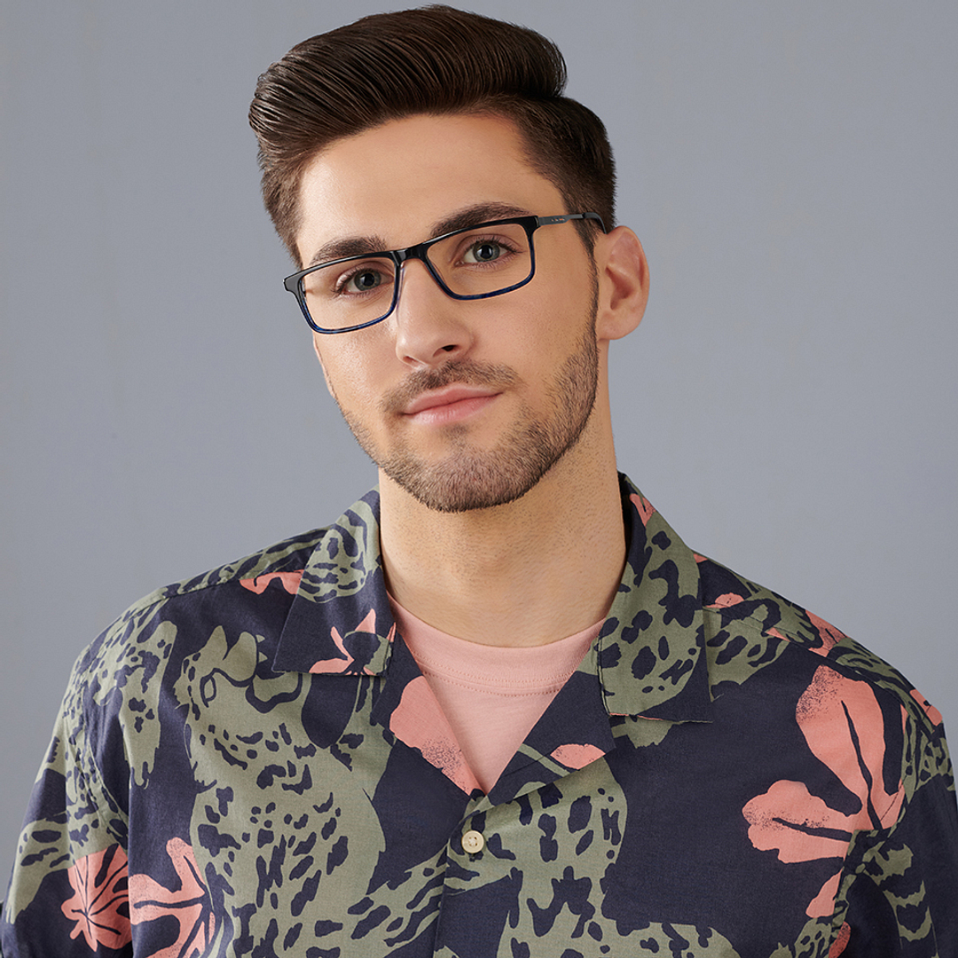 Vincent Chase Blue Transparent Full Rim Rectangle left side