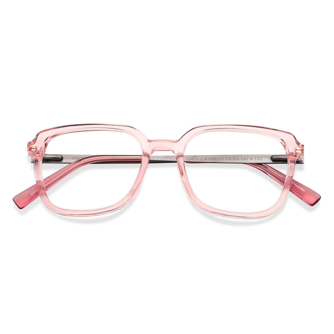 Vincent Chase Pink Transparent Full Rim Square left side