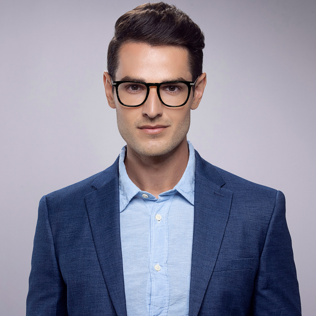 Vincent Chase Black Full Rim Square left side