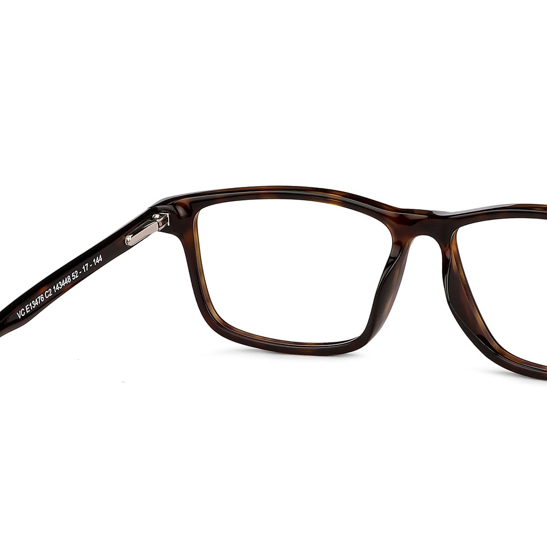 Lenskart BLU Screen Glasses Blue Block Screen Glasses: Brown Tortoise Full Rim Rectangle Vincent Chase Classic Acetate VC E13476 - C2 Eyeglasses right side
