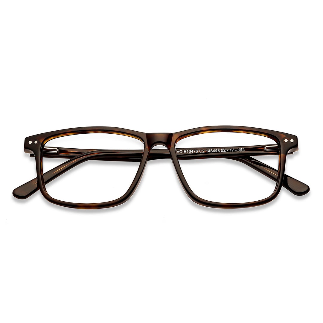 Lenskart BLU Screen Glasses Blue Block Screen Glasses: Brown Tortoise Full Rim Rectangle Vincent Chase Classic Acetate VC E13476 - C2 Eyeglasses left side