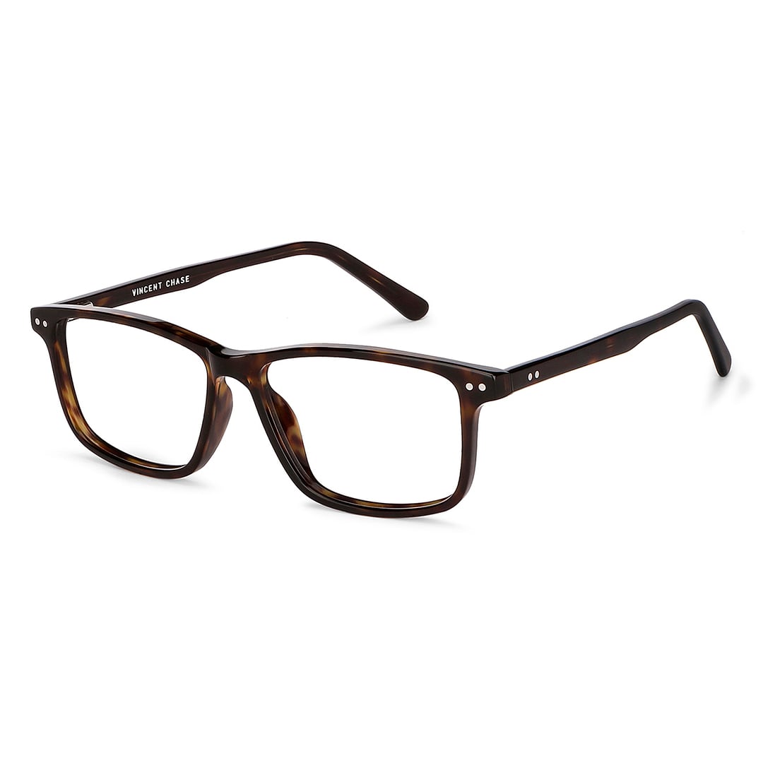 Lenskart BLU Screen Glasses Blue Block Screen Glasses: Brown Tortoise Full Rim Rectangle Vincent Chase Classic Acetate VC E13476 - C2 Eyeglasses right side