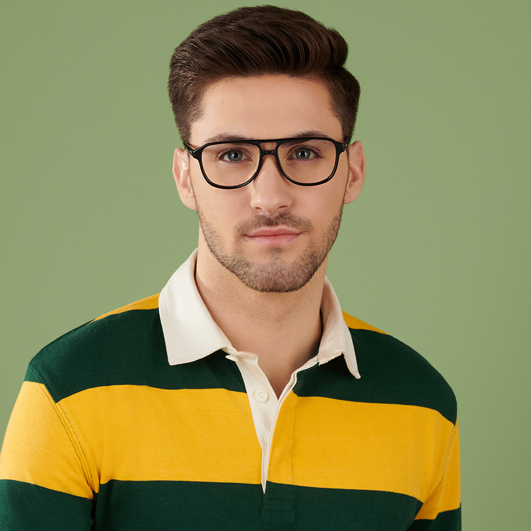 Vincent Chase Online Black Full Rim Aviator left side