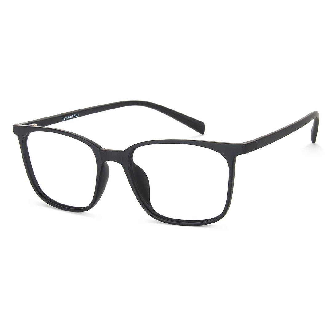 Lenskart BLU Screen Glasses Blue Block Zero Power Screen Glasses : Matte Black Full Rim Square Lenskart Blu LB E13526-C1 right side