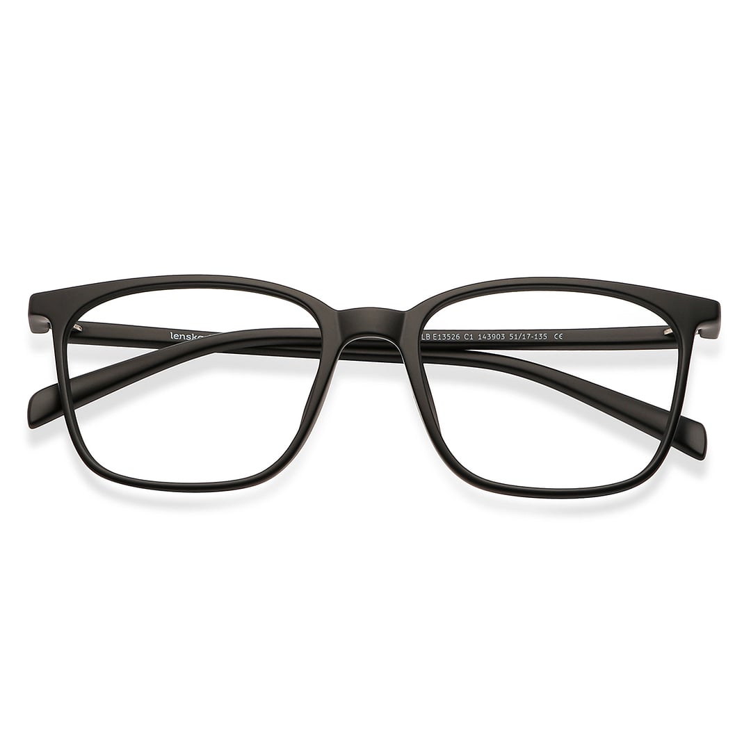 Lenskart BLU Screen Glasses Blue Block Zero Power Screen Glasses : Matte Black Full Rim Square Lenskart Blu LB E13526-C1 left side