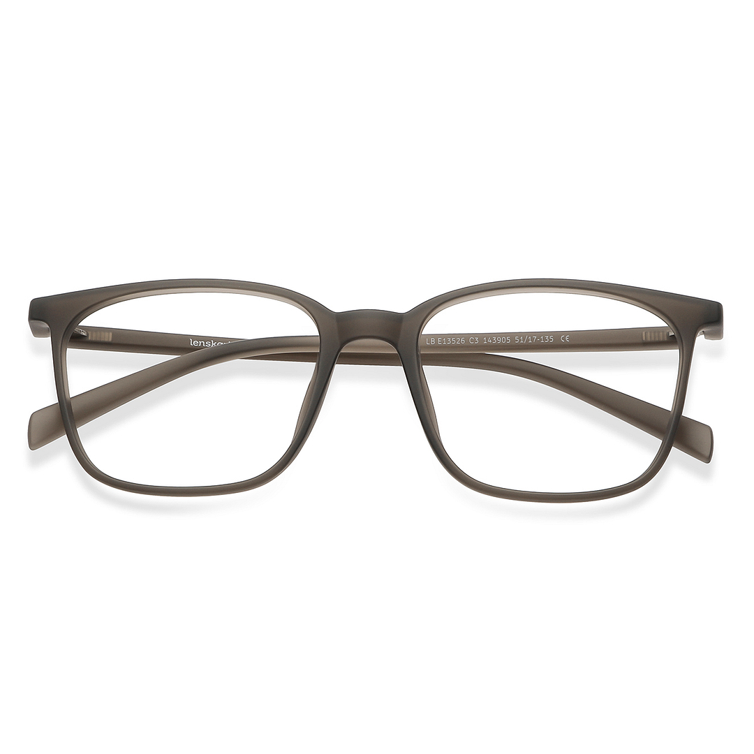 Lenskart BLU Screen Glasses Blue Block Zero Power Screen Glasses : Matte Grey Full Rim Square Lenskart Blu LB E13526-C3 left side