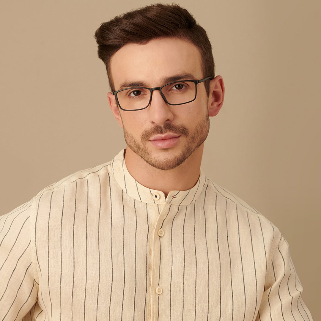 Lenskart BLU Screen Glasses Blue Block Zero Power Screen Glasses : Matte Black Grey Full Rim Rectangle Lenskart Blu LB E13527-C1 right side