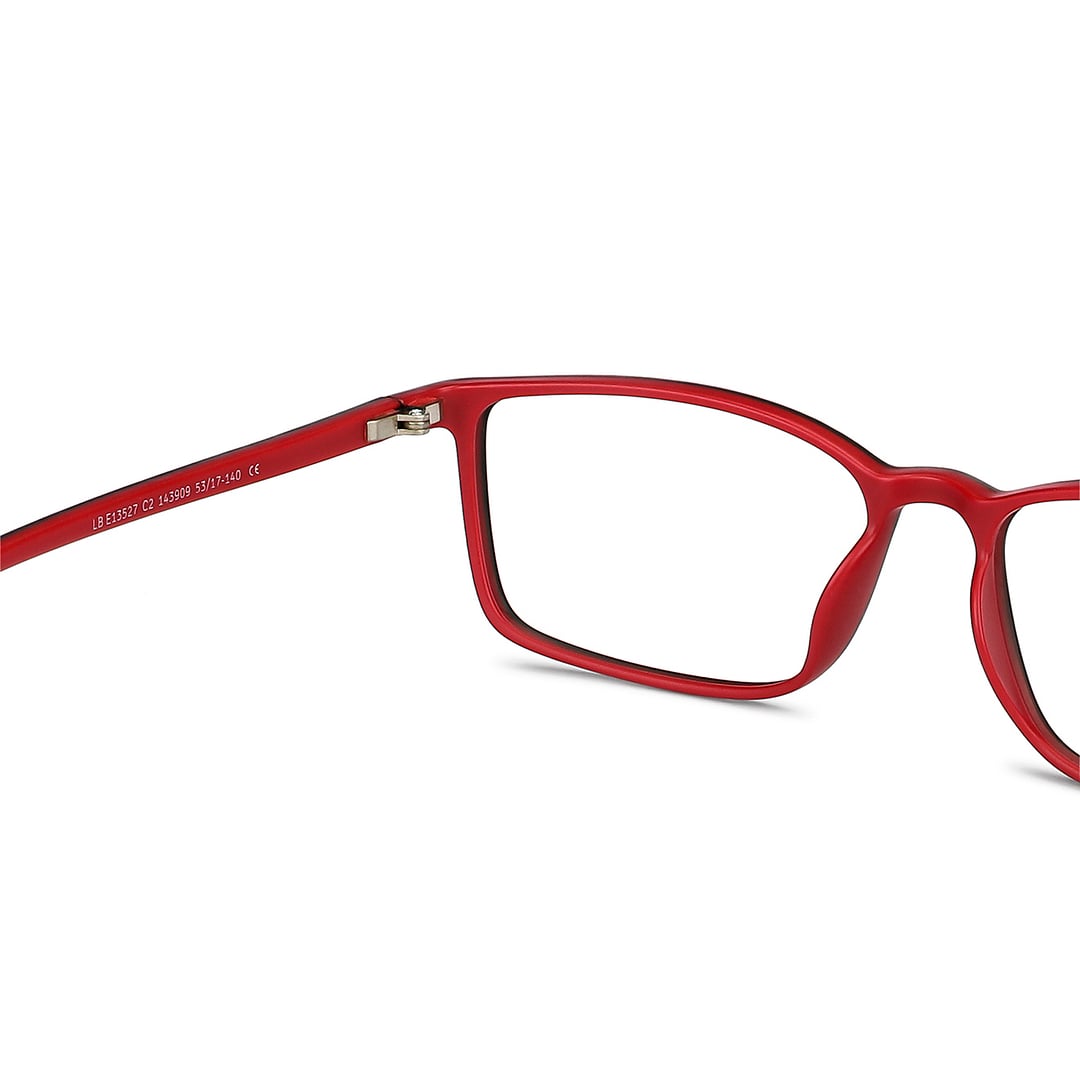 Lenskart BLU Screen Glasses Blue Block Zero Power Screen Glasses : Matte Black Red Full Rim Rectangle Lenskart Blu LB E13527-C2 right side