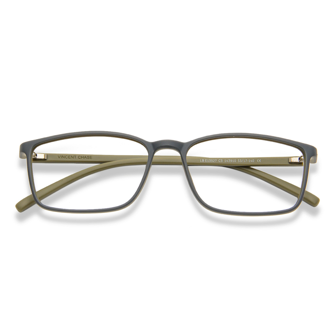 Lenskart BLU Screen Glasses Blue Block Zero Power Screen Glasses : Matte Grey Green Full Rim Rectangle Lenskart Blu LB E13527-C3 right side