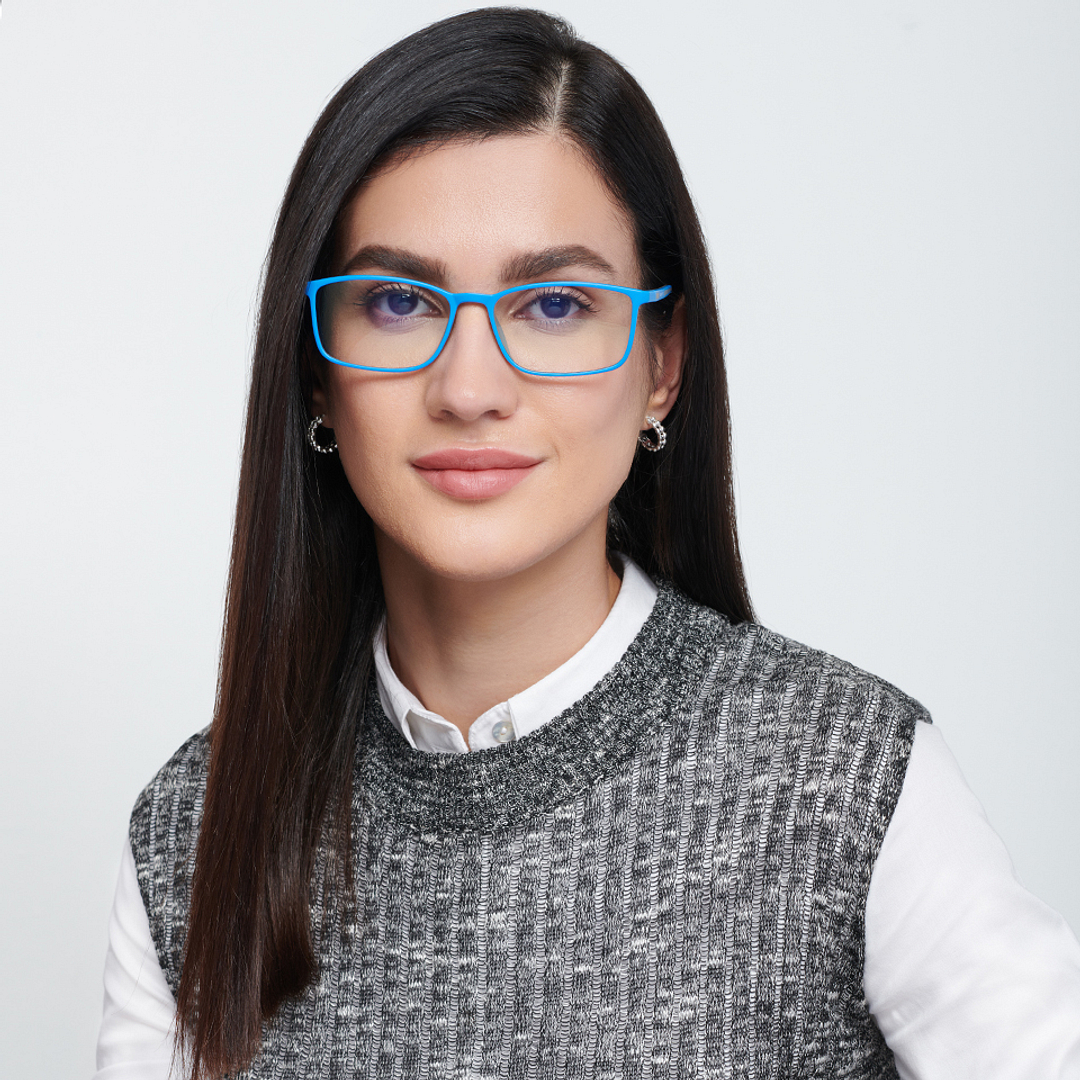 Lenskart BLU Screen Glasses Blue Block Zero Power Screen Glasses: Sky Blue Grey Full Rim Rectangle Lenskart Blu LB E13527-C4 right side