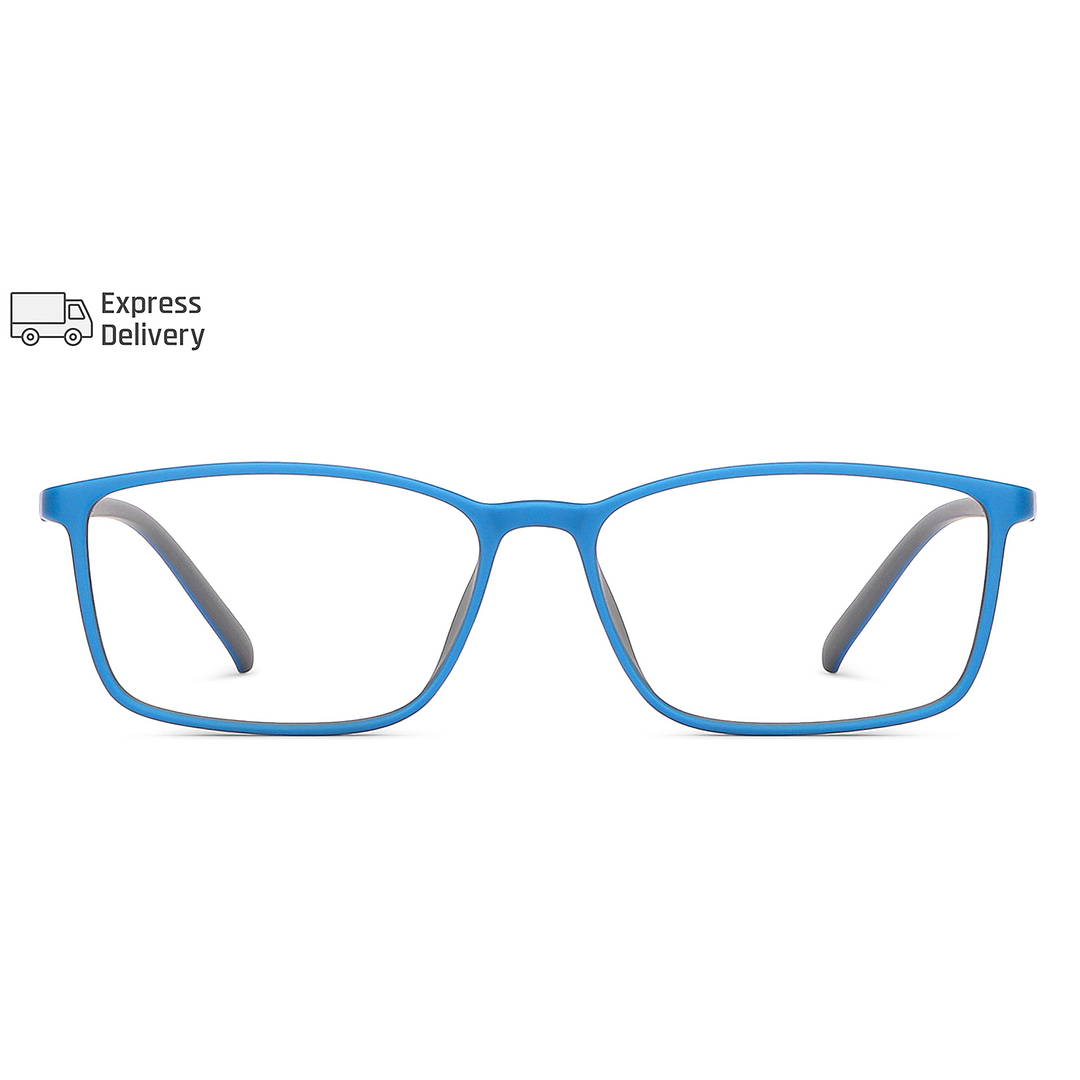 Lenskart BLU Screen Glasses Blue Block Zero Power Screen Glasses: Sky Blue Grey Full Rim Rectangle Lenskart Blu LB E13527-C4 left side