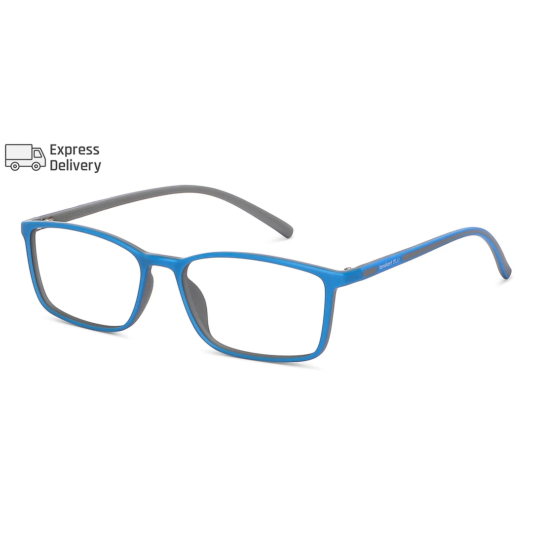 Lenskart BLU Screen Glasses Blue Block Zero Power Screen Glasses: Sky Blue Grey Full Rim Rectangle Lenskart Blu LB E13527-C4 right side