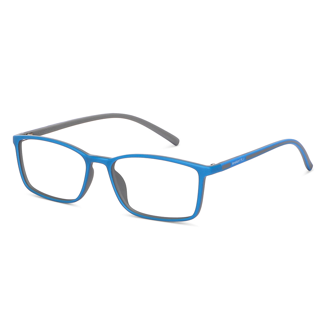 Lenskart BLU Screen Glasses Blue Block Zero Power Screen Glasses: Sky Blue Grey Full Rim Rectangle Lenskart Blu LB E13527-C4 right side