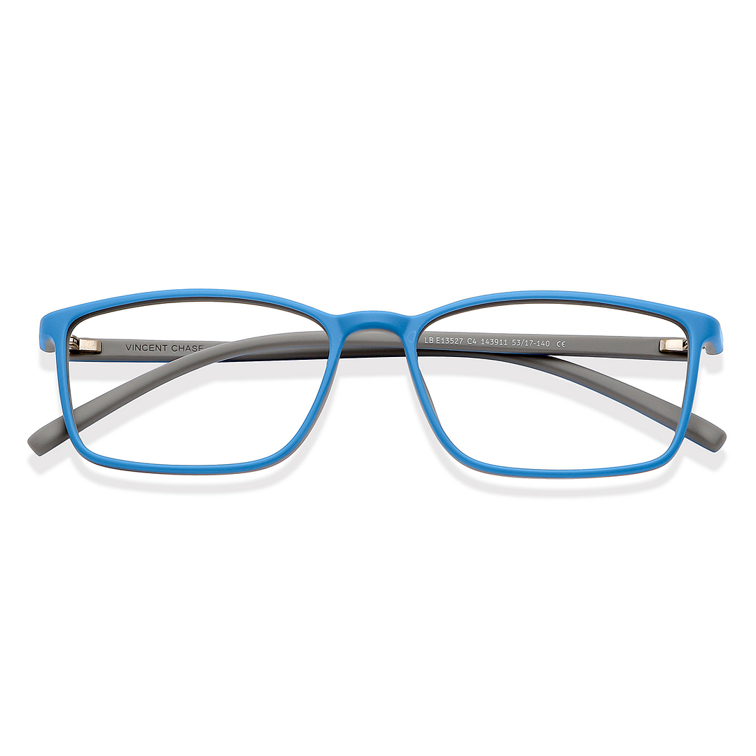 Lenskart BLU Screen Glasses Blue Block Zero Power Screen Glasses: Sky Blue Grey Full Rim Rectangle Lenskart Blu LB E13527-C4 left side