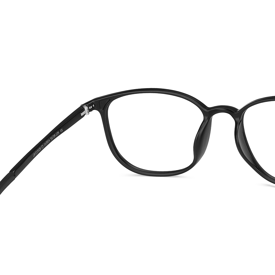 Lenskart BLU Screen Glasses Blue Block Zero Power Screen Glasses : Matte Black Full Rim Round Lenskart Blu LB E13528-C1 right side