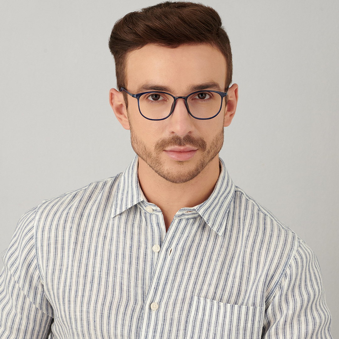 Lenskart BLU Screen Glasses Blue Block Zero Power Screen Glasses : Blue Full Rim Round Lenskart Blu LB E13528-C4 left side