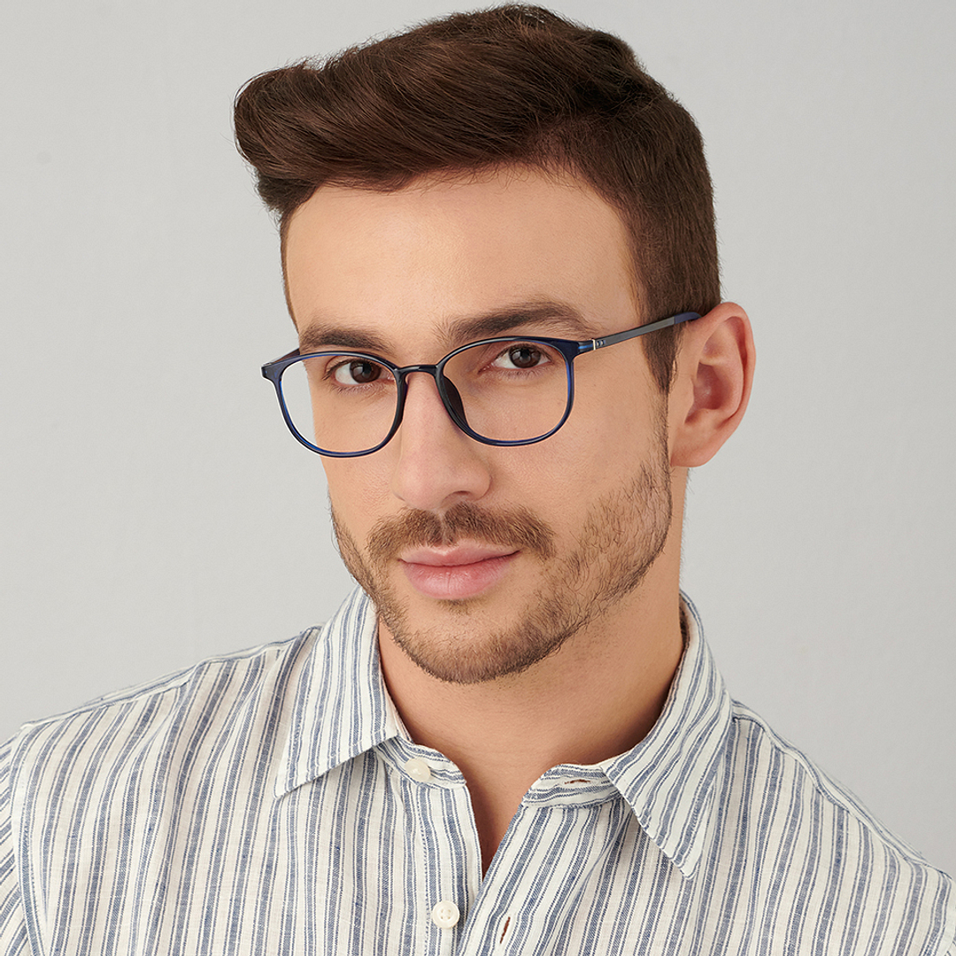 Lenskart BLU Screen Glasses Blue Block Zero Power Screen Glasses : Blue Full Rim Round Lenskart Blu LB E13528-C4 right side