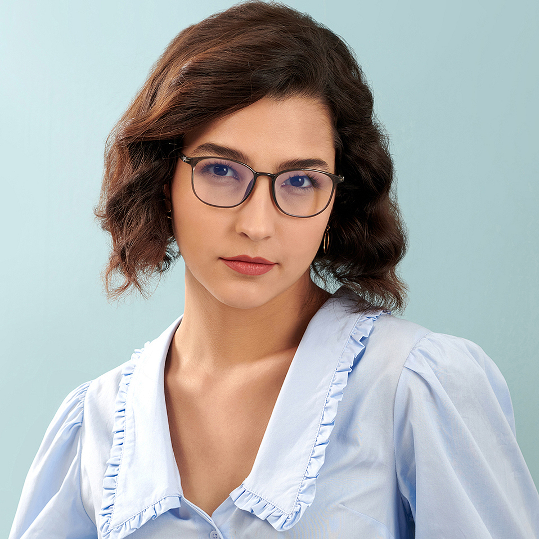 Lenskart BLU Screen Glasses Blue Block Zero Power Screen Glasses : Blue Full Rim Round Lenskart Blu LB E13528-C4 left side