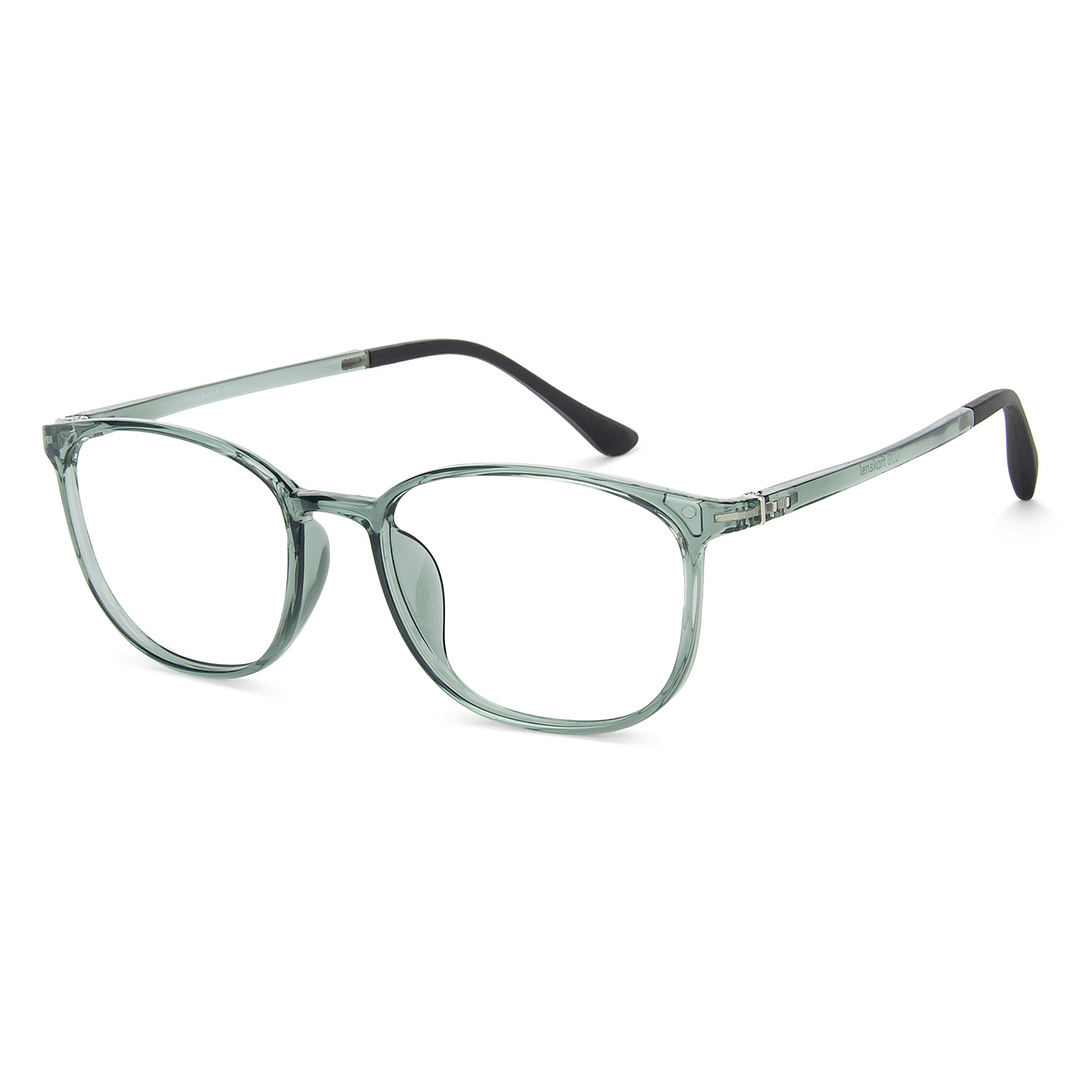 Lenskart BLU Screen Glasses Blue Block Zero Power Screen Glasses : Grey Transparent Black Full Rim Round Lenskart Blu LB E13528-C5 left side