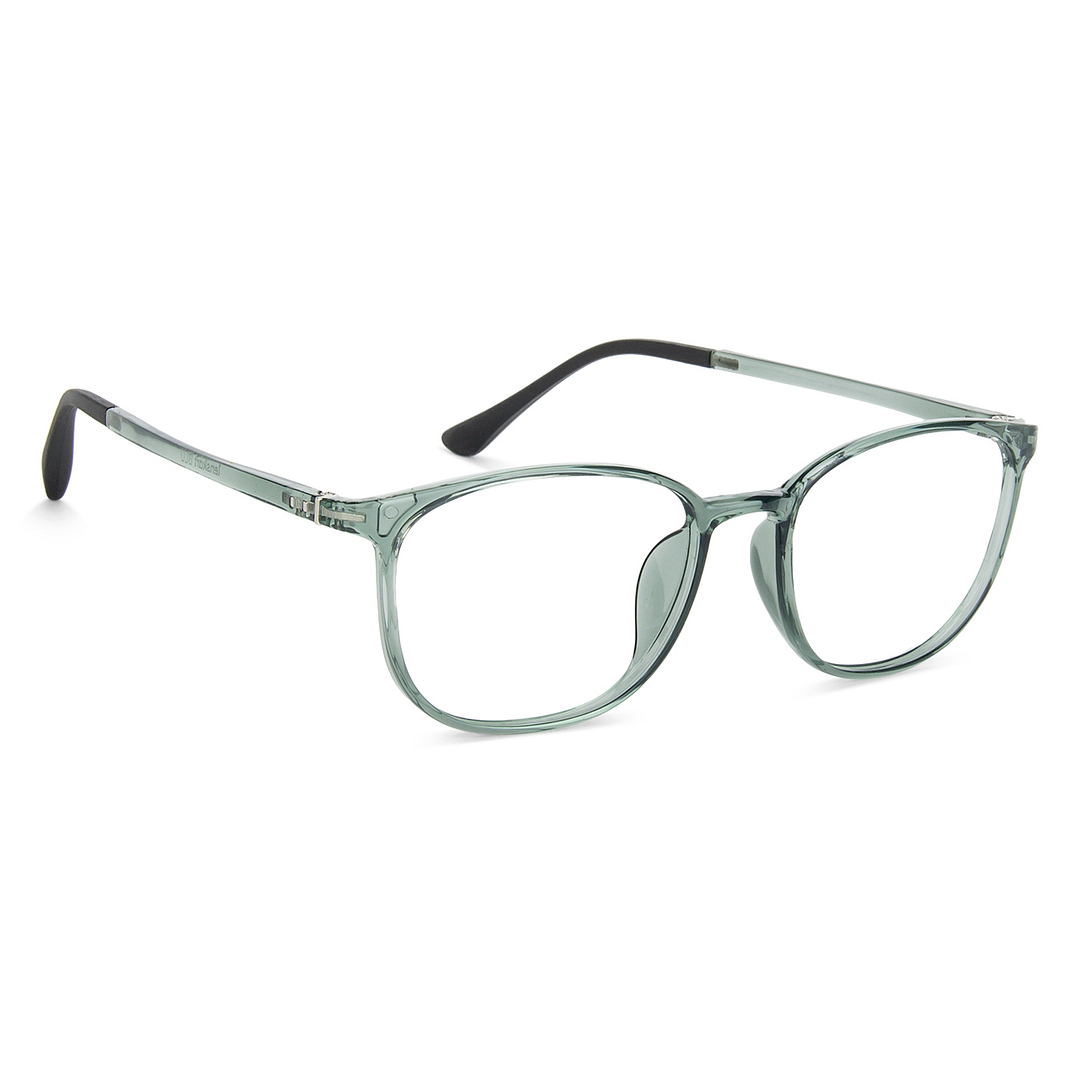 Lenskart BLU Screen Glasses Blue Block Zero Power Screen Glasses : Grey Transparent Black Full Rim Round Lenskart Blu LB E13528-C5 left side