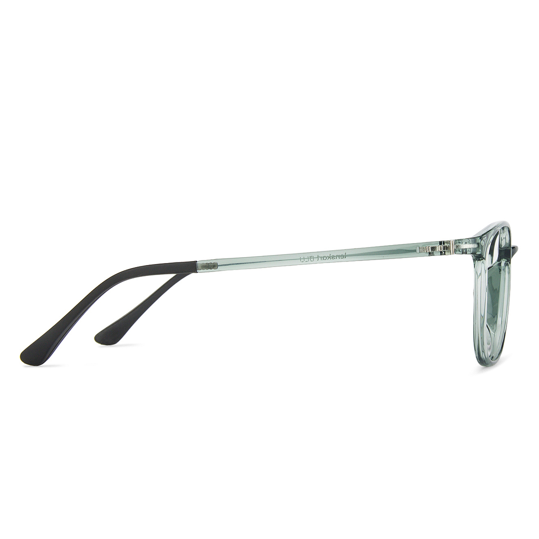 Lenskart BLU Screen Glasses Blue Block Zero Power Screen Glasses : Grey Transparent Black Full Rim Round Lenskart Blu LB E13528-C5 right side
