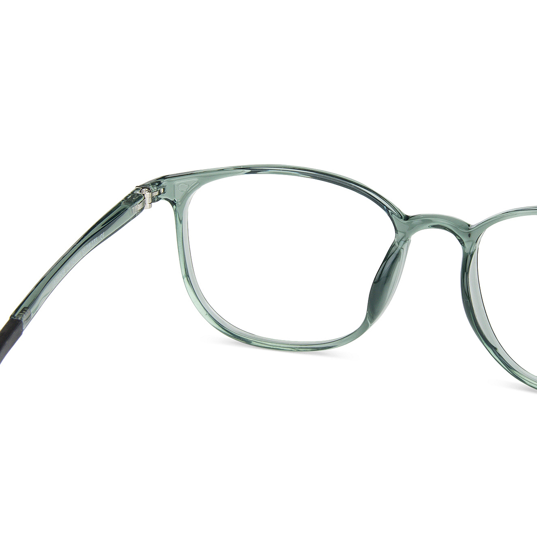 Lenskart BLU Screen Glasses Blue Block Zero Power Screen Glasses : Grey Transparent Black Full Rim Round Lenskart Blu LB E13528-C5 left side