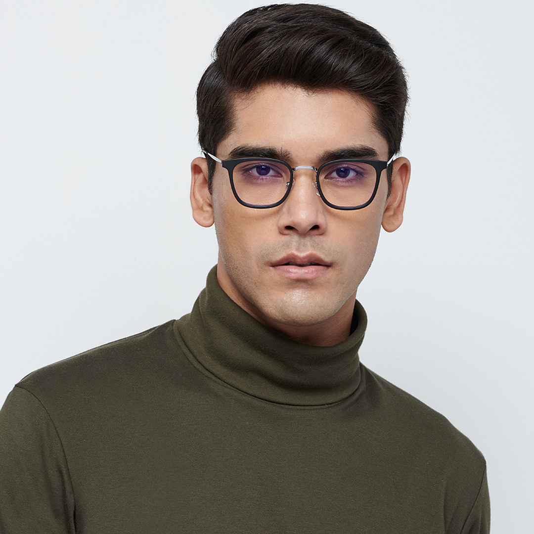 Lenskart BLU Screen Glasses Blue Block Zero Power Screen Glasses : Gunmetal Matte Black Full Rim Square Lenskart BLU LB E13529-C1 right side