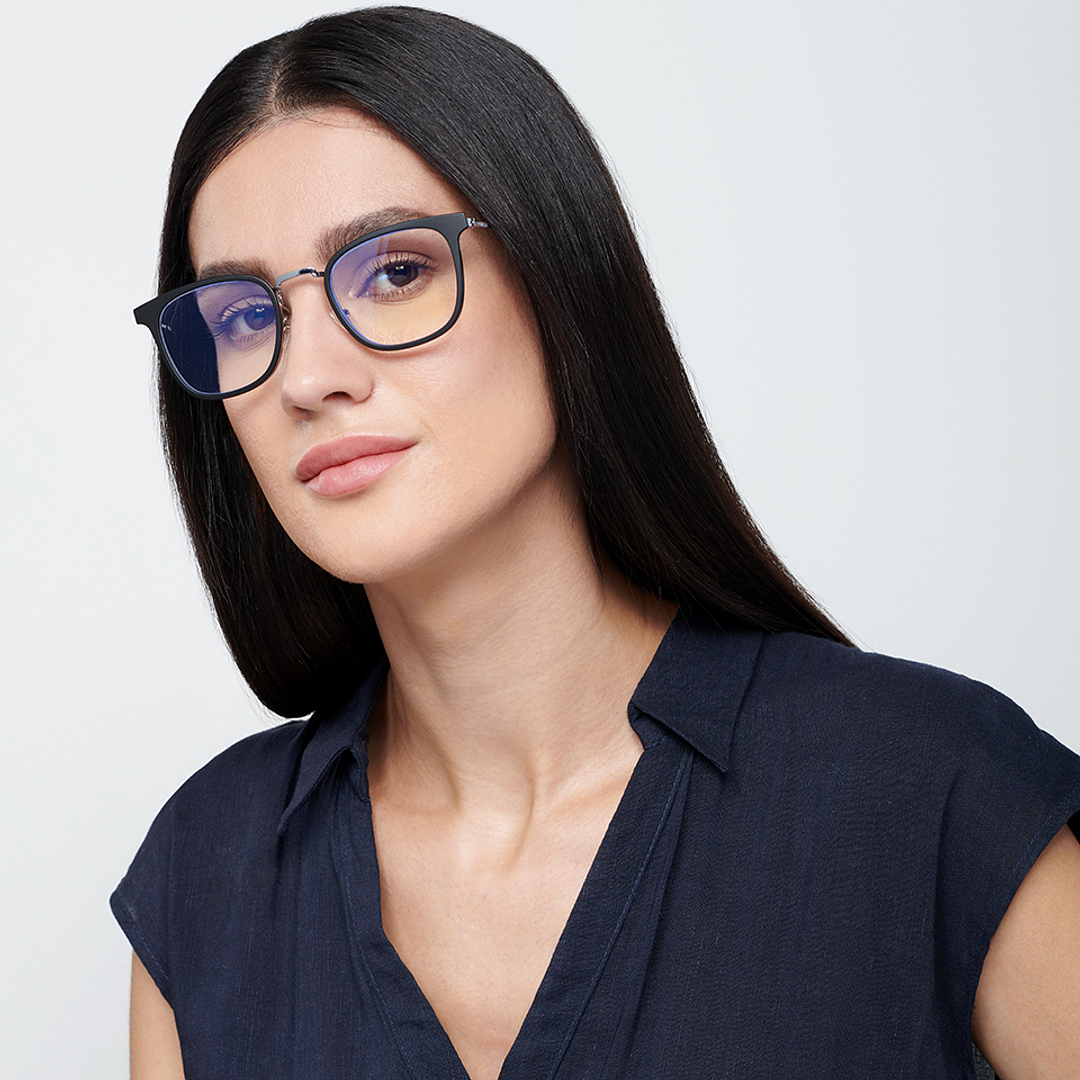 Lenskart BLU Screen Glasses Blue Block Zero Power Screen Glasses : Gunmetal Matte Black Full Rim Square Lenskart BLU LB E13529-C1 left side