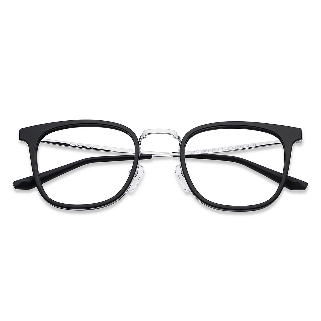 Lenskart BLU Screen Glasses Blue Block Zero Power Screen Glasses : Gunmetal Matte Black Full Rim Square Lenskart BLU LB E13529-C1 left side