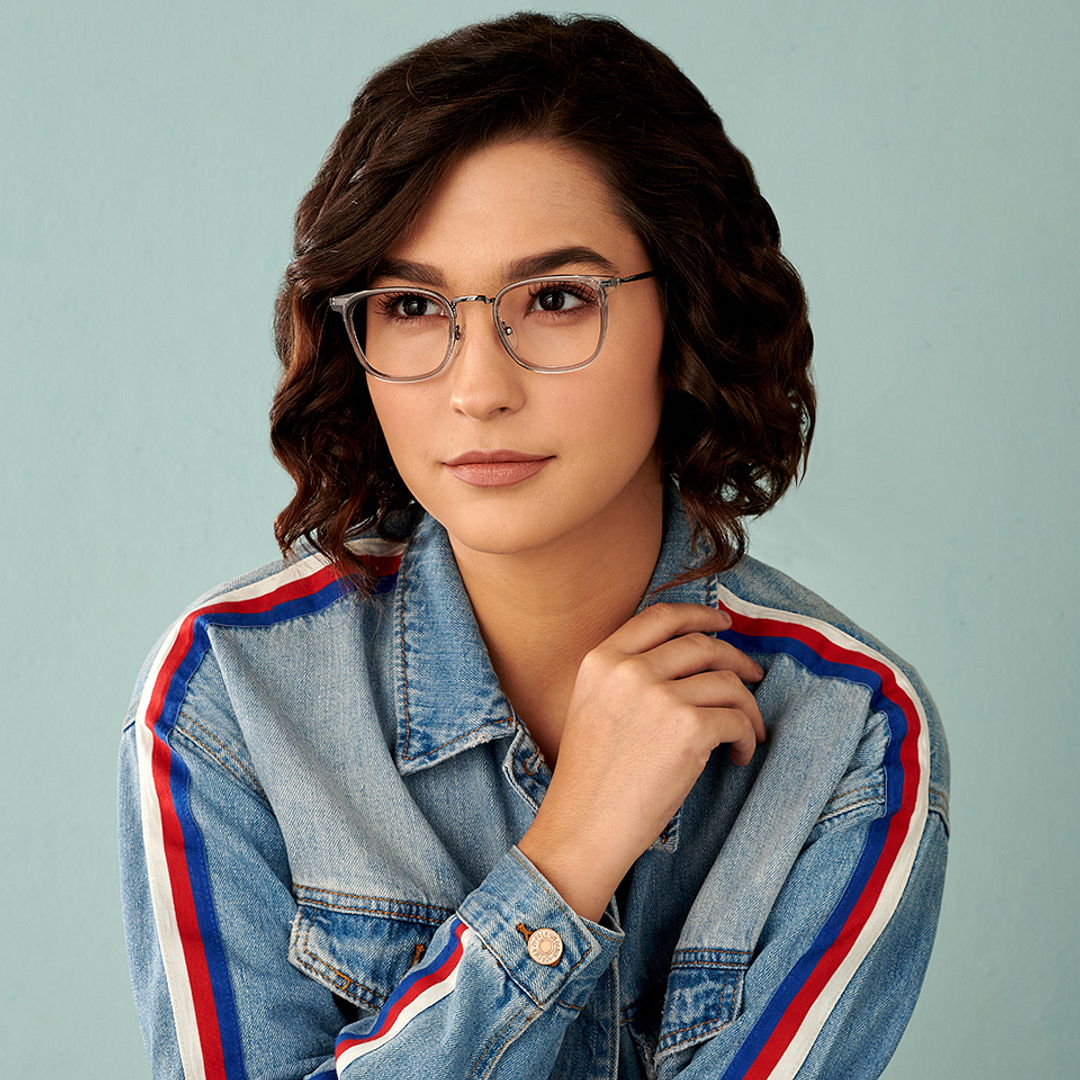 Lenskart BLU Screen Glasses Blue Block Zero Power Screen Glasses : Gunmetal Grey Transparent Full Rim Square Lenskart BLU LB E13529-C2 right side