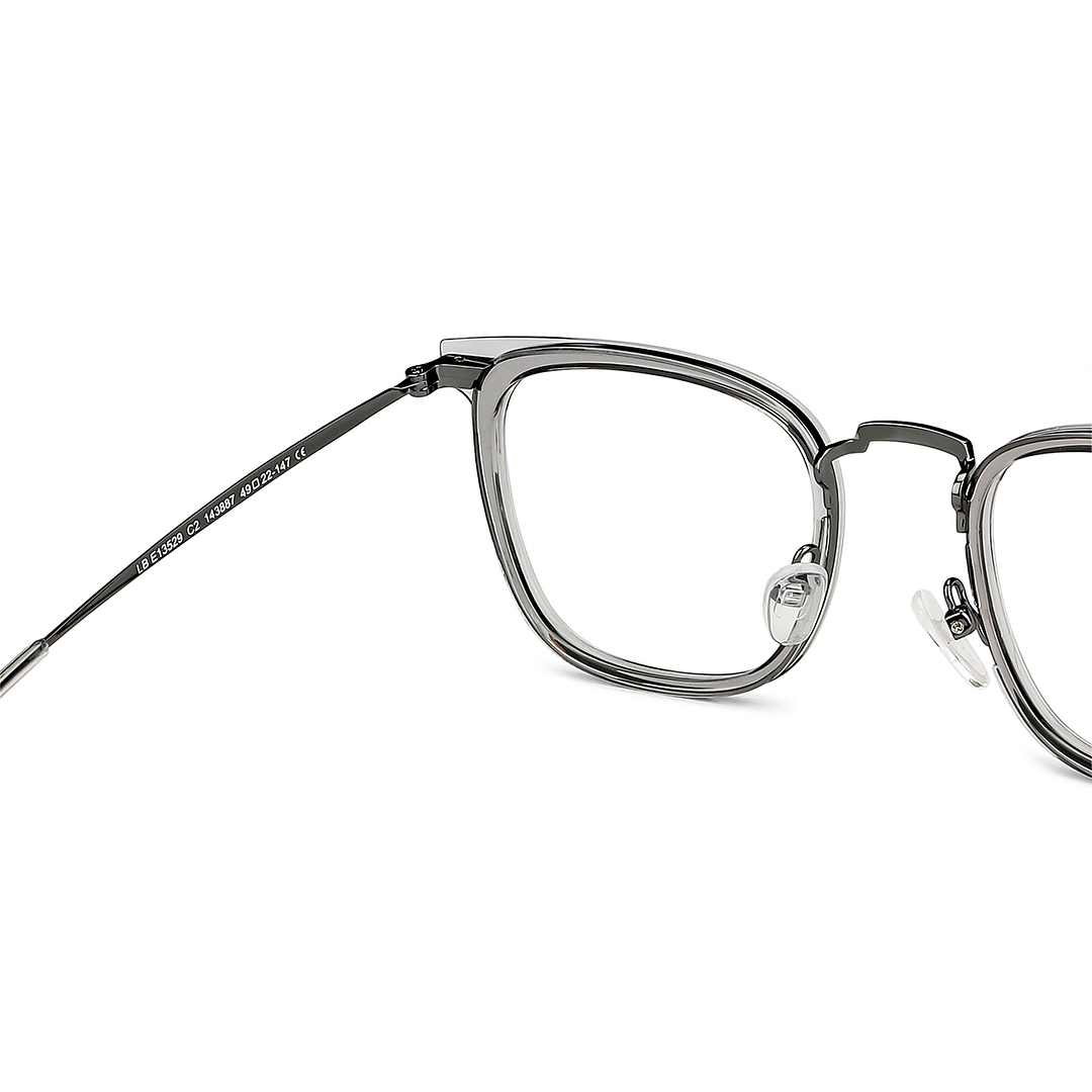 Lenskart BLU Screen Glasses Blue Block Zero Power Screen Glasses : Gunmetal Grey Transparent Full Rim Square Lenskart BLU LB E13529-C2 right side