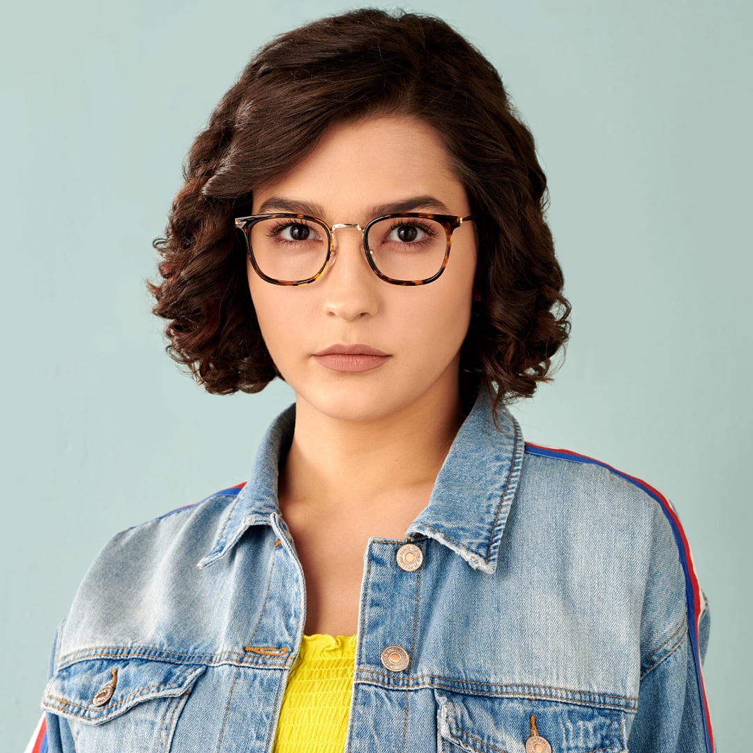 Lenskart BLU Screen Glasses Blue Block Zero Power Screen Glasses : Gold Tortoise Gold Black Full Rim Square Lenskart BLU LB E13529-C3 left side