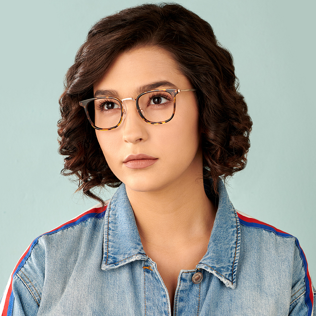 Lenskart BLU Screen Glasses Blue Block Zero Power Screen Glasses : Gold Tortoise Gold Black Full Rim Square Lenskart BLU LB E13529-C3 right side