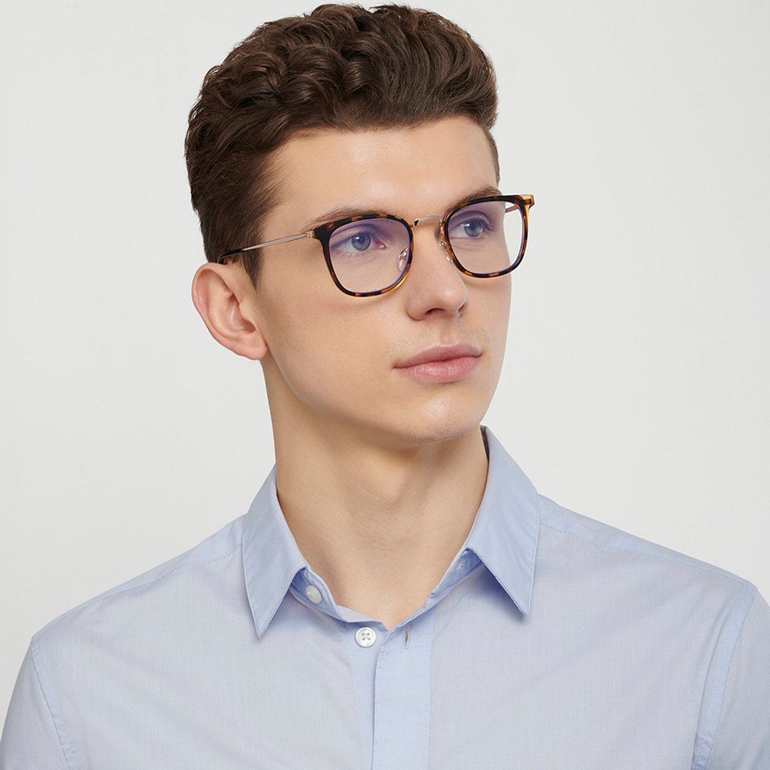 Lenskart BLU Screen Glasses Blue Block Zero Power Screen Glasses : Gold Tortoise Gold Black Full Rim Square Lenskart BLU LB E13529-C3 right side