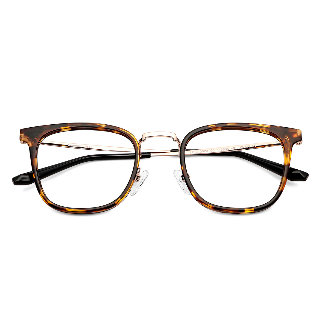 Lenskart BLU Screen Glasses Blue Block Zero Power Screen Glasses : Gold Tortoise Gold Black Full Rim Square Lenskart BLU LB E13529-C3 left side