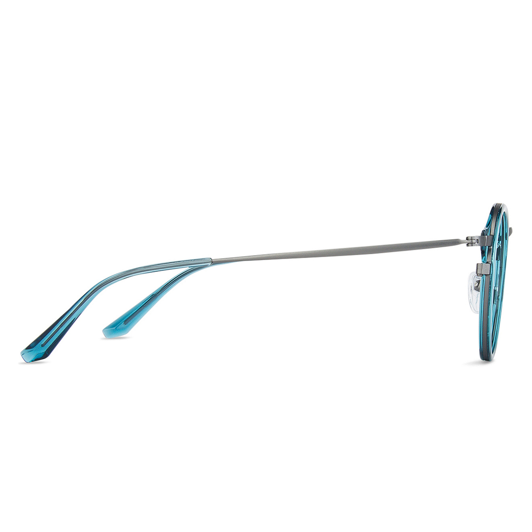 Lenskart BLU Screen Glasses Blue Block Zero Power Screen Glasses: Blue Gunmetal Blue Full Rim Round Lenskart BLU LB E13530-C3 left side