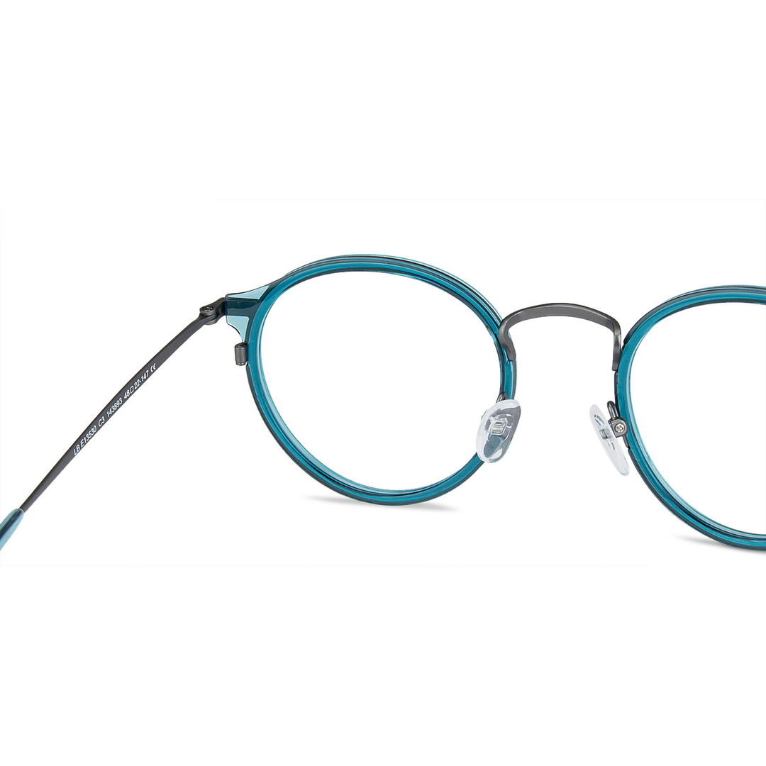 Lenskart BLU Screen Glasses Blue Block Zero Power Screen Glasses: Blue Gunmetal Blue Full Rim Round Lenskart BLU LB E13530-C3 right side